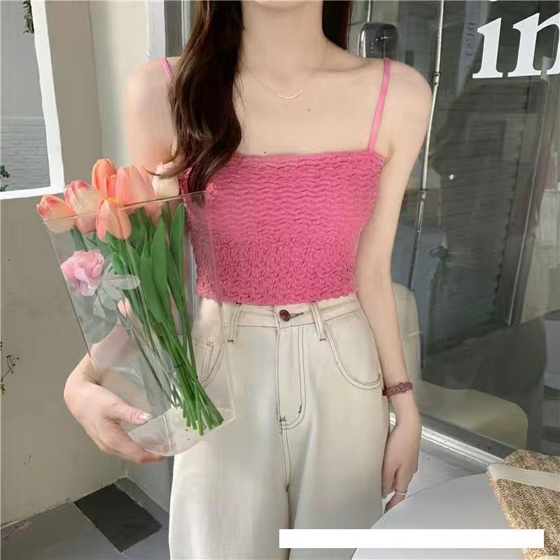 Áo Bra 2 dây dáng Lửng CROPTOP NHÚN có đệm mút liền áo,cogiãn, nhiều màu lựa chọn cho Nữ Women Thun Nhung Dáng Ngắn