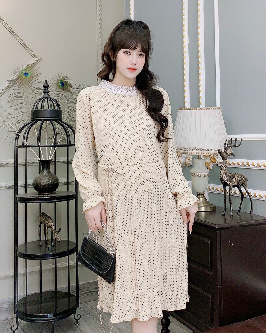 Đầm bầu voan dài tay thời trang