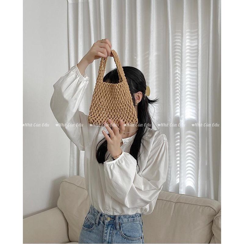 Túi cói lưới mẫu mới đi biển size mini nhỏ xinhhh