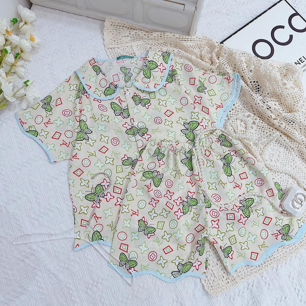 Đồ bộ bé gái, bộ pijama ngắn tay cho bé gái size 18-35kg chất lụa mango mềm mát