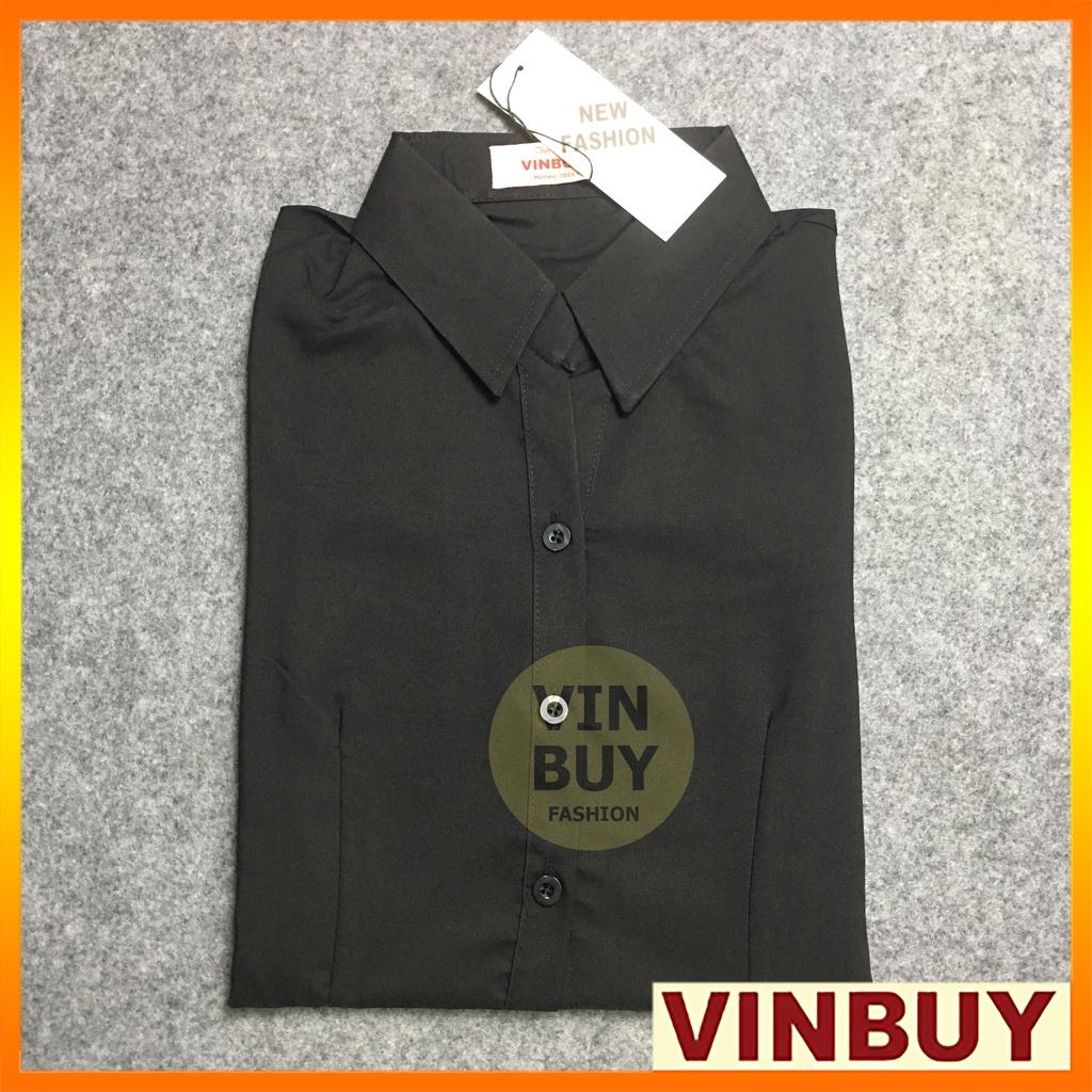 Áo sơ mi đen nữ tay dài phong cách công sở chất vải mềm mịn thấm mồ hôi tốt vải cotton lụa không nhăn
