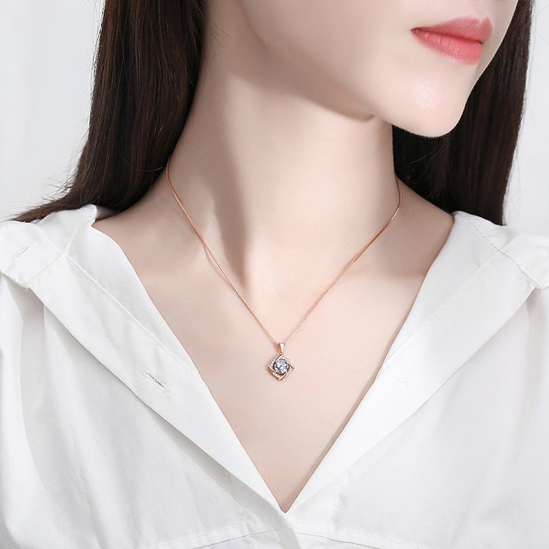 Dây Chuyền Nữ Bạc Ta Đính Đá CZ Chính Hãng Bạc Hiểu Minh DMD540