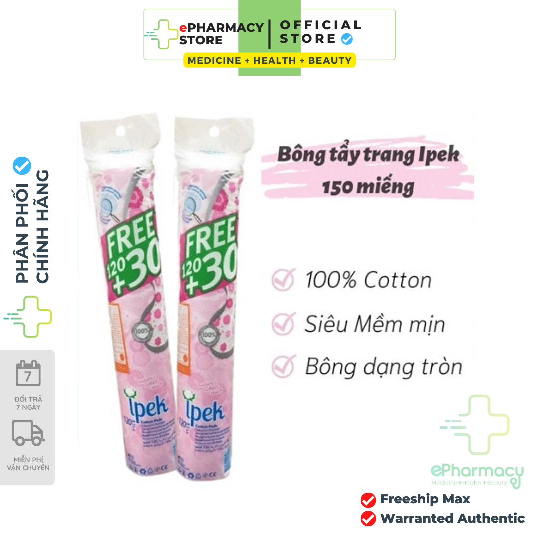 Bông tẩy trang Ipek 150 - Bông Ipek 150 miếng cotton tự nhiên từ EU