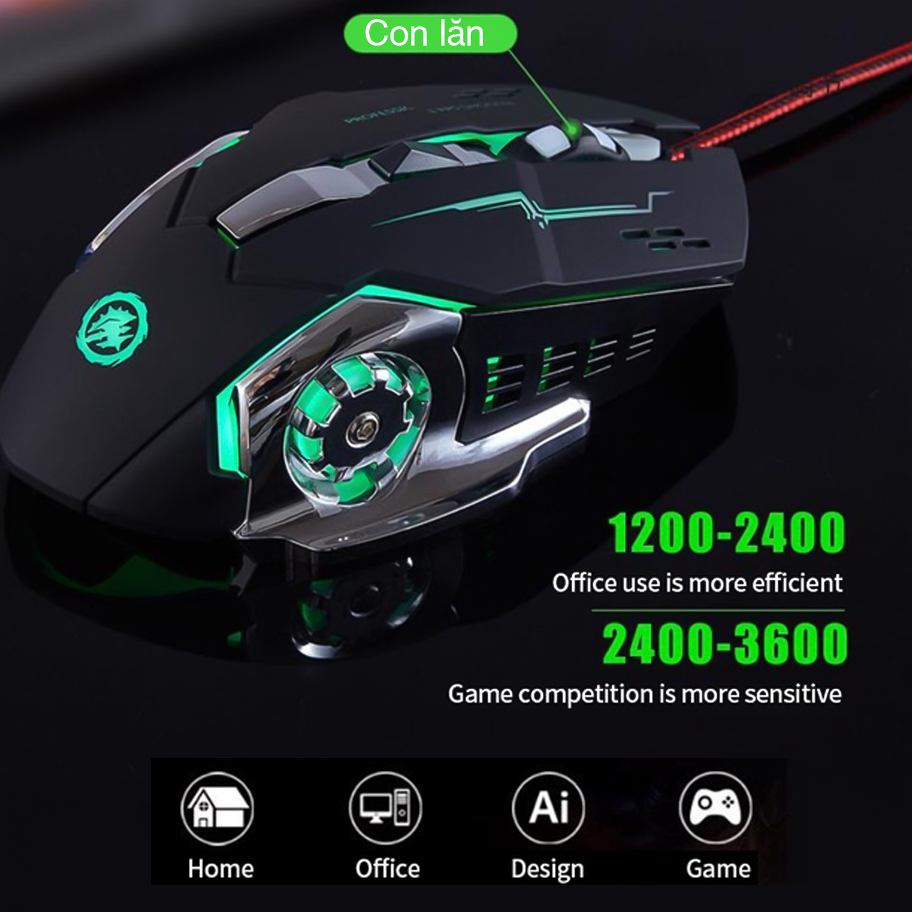 Chuột có dây GAMING V5 led 7 màu cực chất