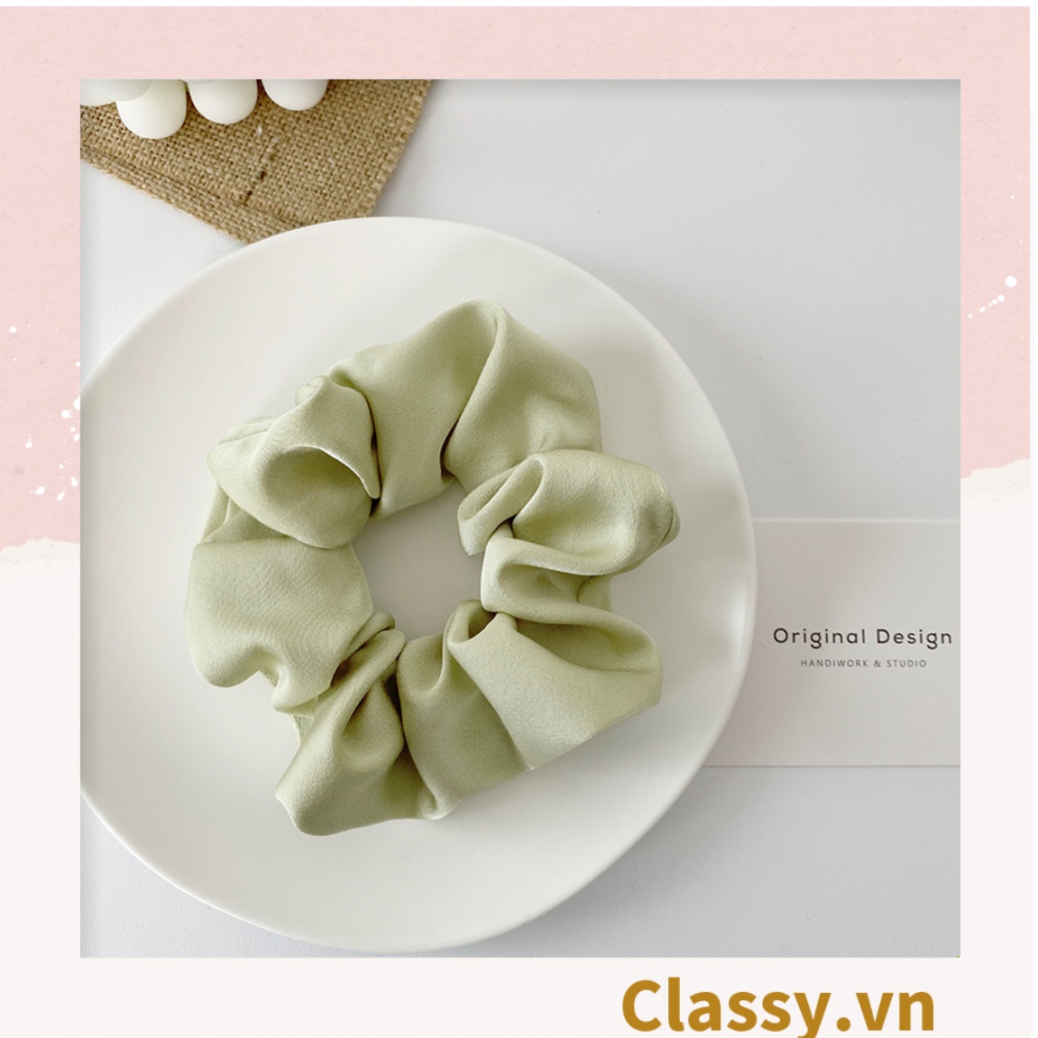 DÂY CỘT TÓC VẢI SCRUNCHIES SATIN MỜ HOT TREND, chất liệu satin mờ PK213
