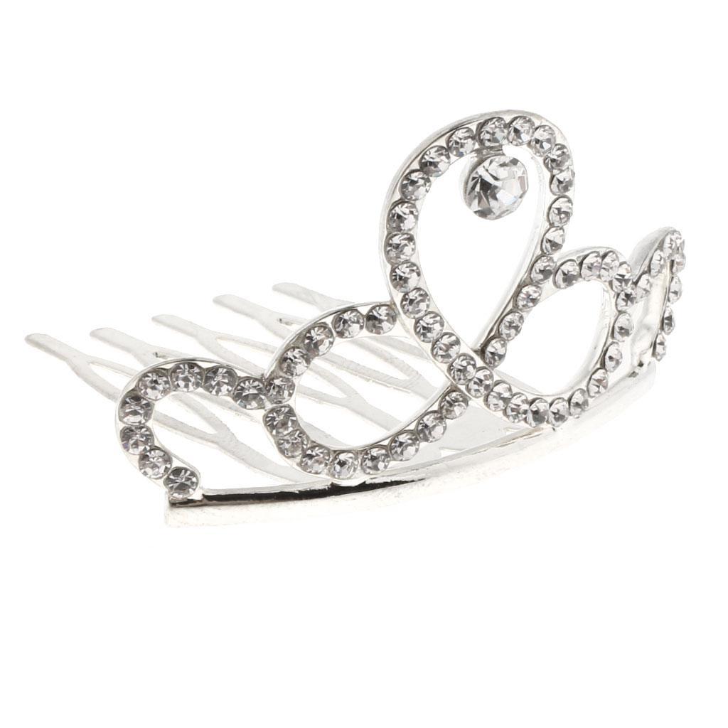 Mini Rhinestone Drop Crown Tiara Wedding Banquet Hair Jewelry Silver