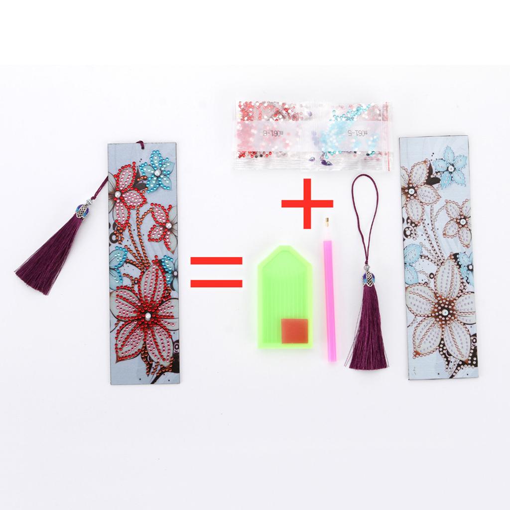 5D DIY Diamond Painting Kits Tassel Bookmark DIY Craft Office Supplies Flower