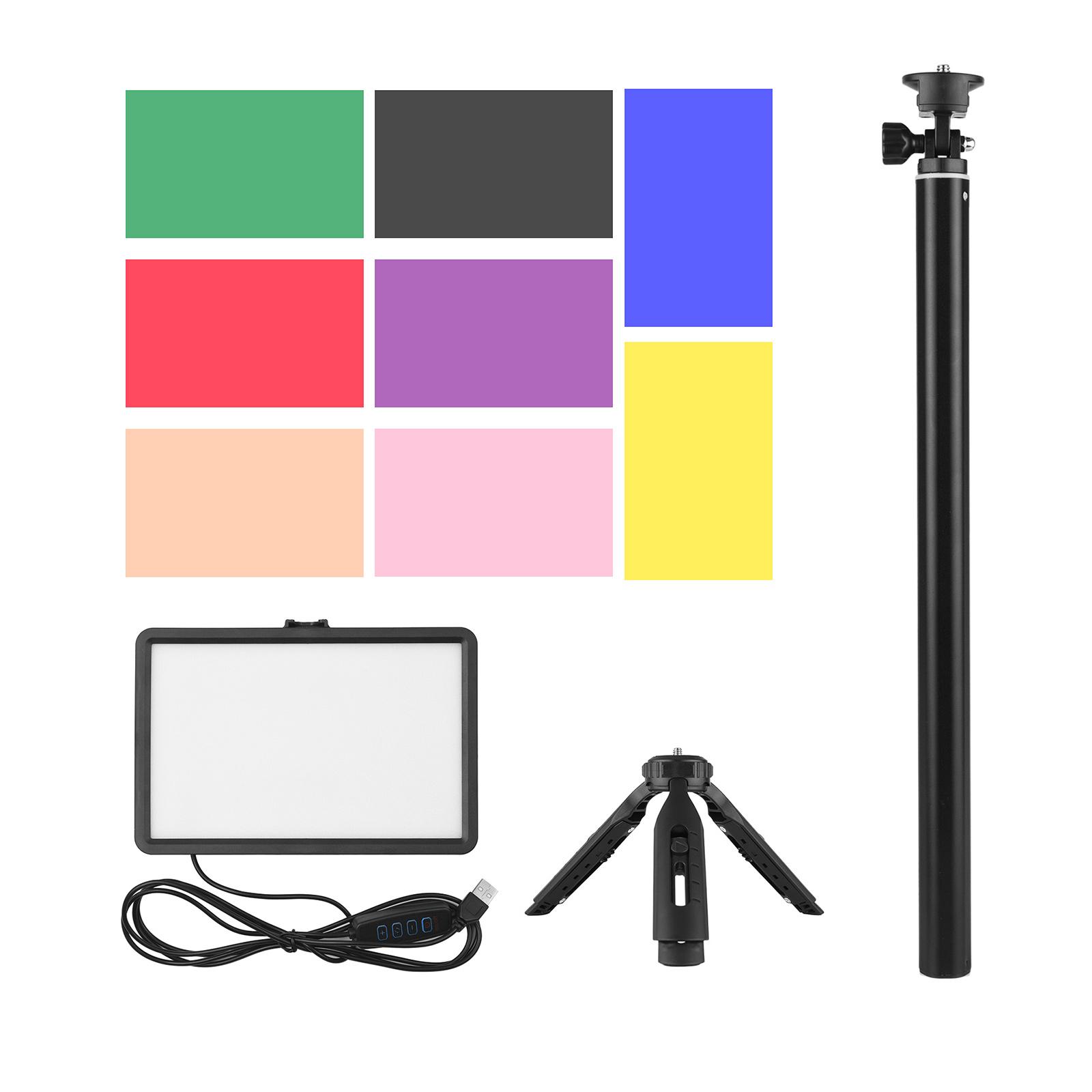 USB LED Video Light Kit Conference Light with 1 * LED Fill Light 3200K-5600K + 1 * Extendable Tripod + 8 * Color Filters