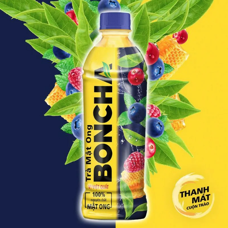 Thùng 24 Chai Trà Mật Ong vị Việt Quất BONCHA 450ml