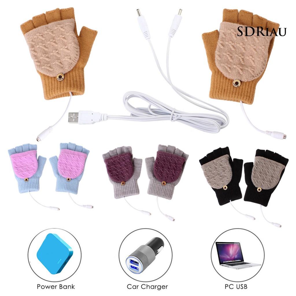 Găng Tay Giữ Ấm Hở Ngón Có Cổng Sạc Usb Tiện Dụng