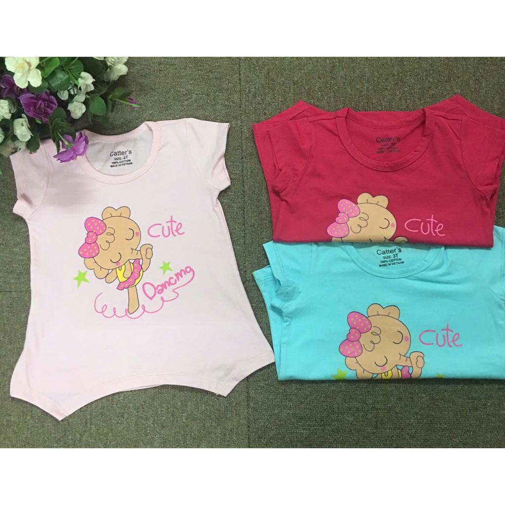 Áo bé gái in chữ CUTE size 2-7 ,ri6