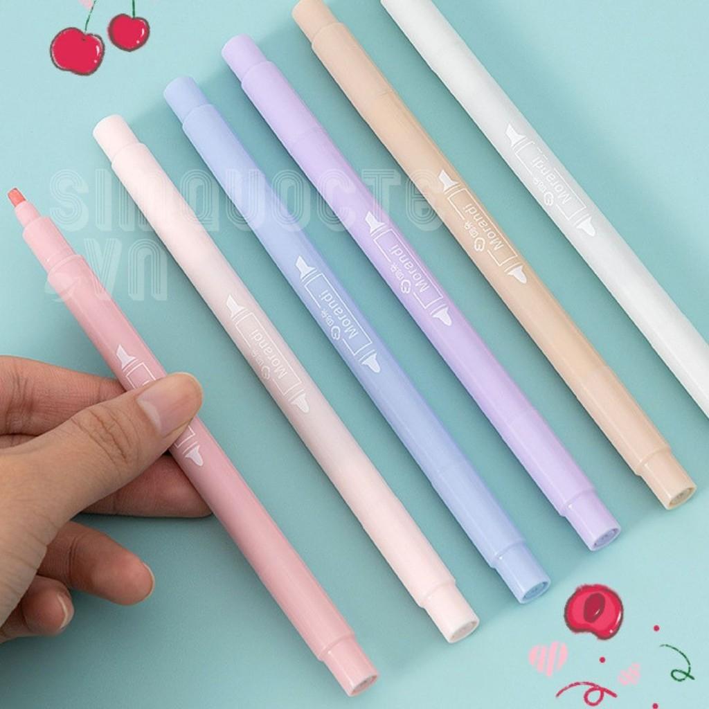 Bộ 6 bút highlight bút ghi nhớ có 2 đầu màu pastel dễ thương ST189