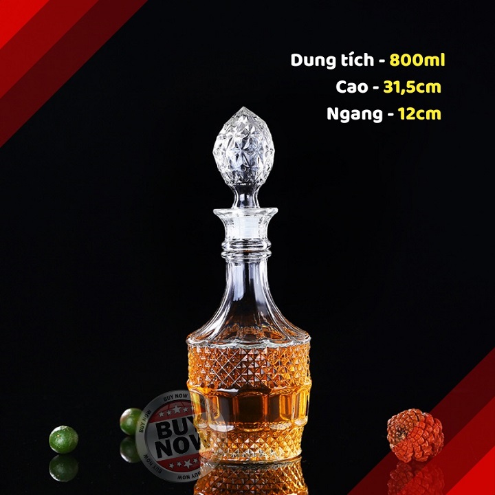 Bình thủy tinh dáng trụ tròn trong suốt dung tích 750ml
