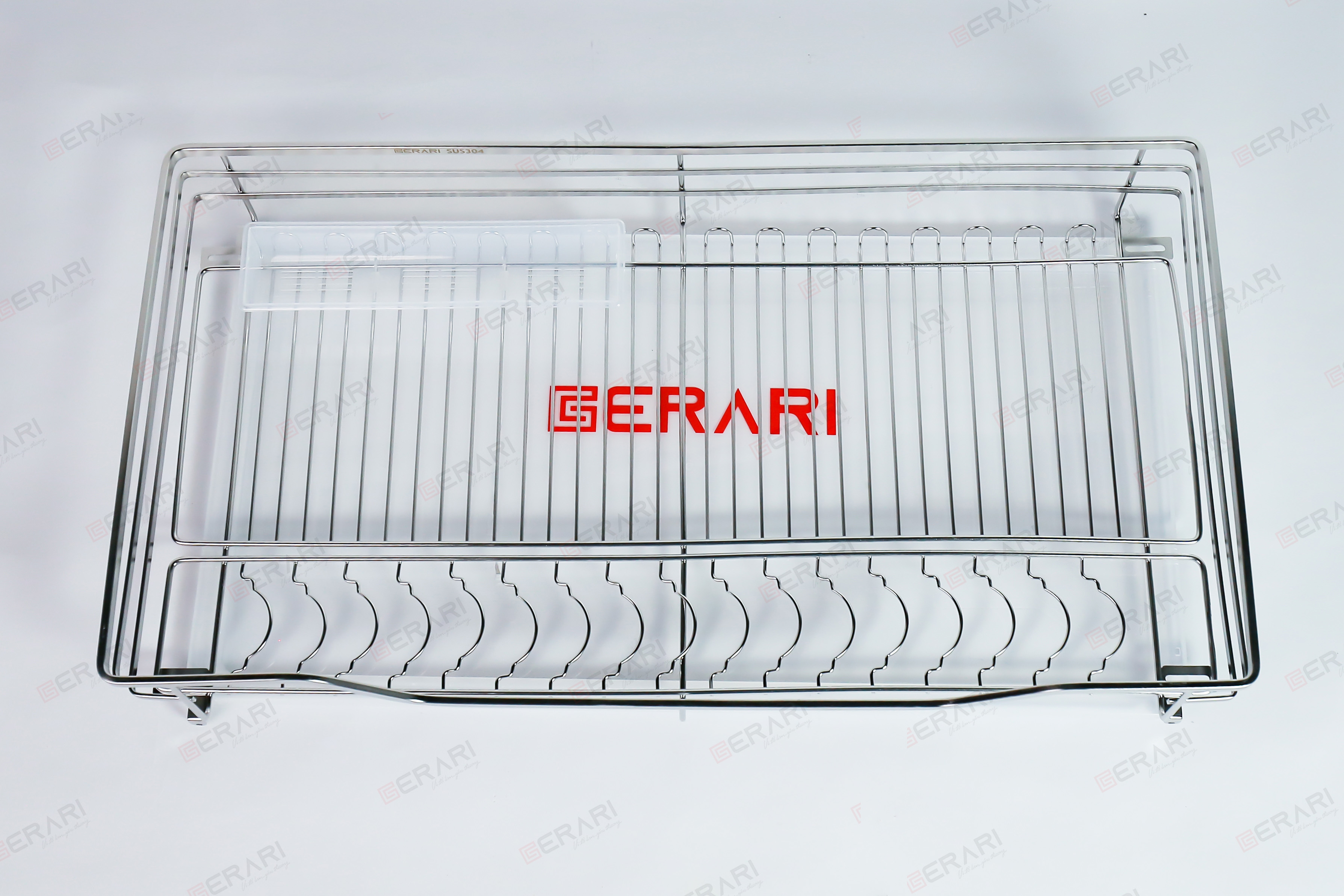 Giá đựng xoong nồi bát đĩa 1 tầng bằng inox (Kệ xoong nồi nan dẹt Gerari chất liệu Inox 304 bóng mờ cao cấp)