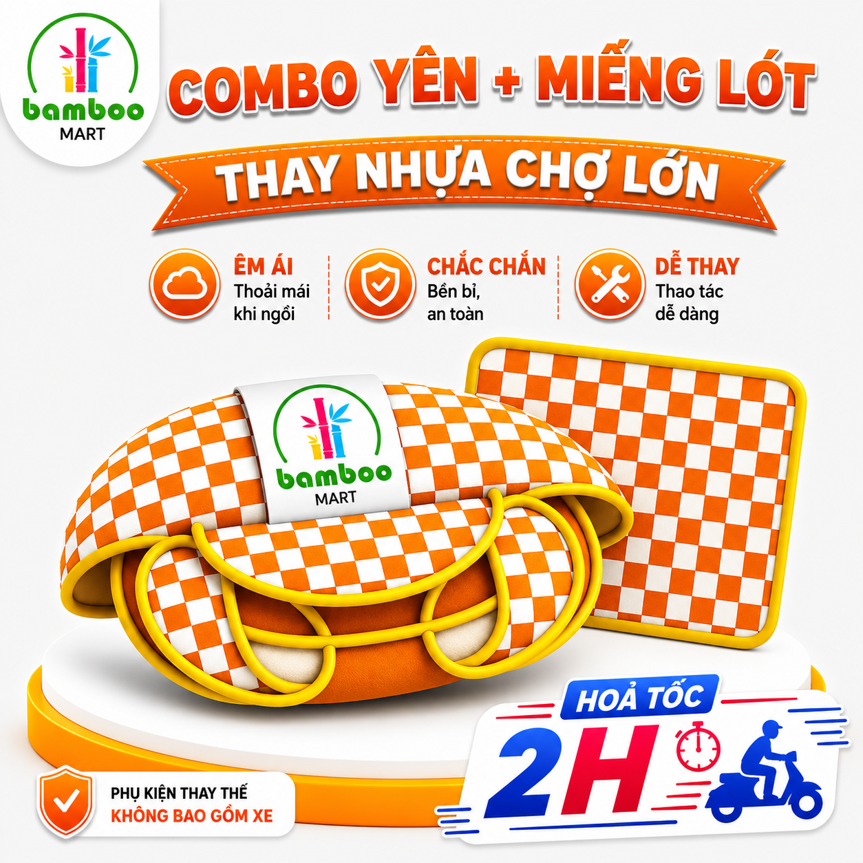 Bộ Yên Êm Kèm Lót Chân Giúp Xe Tập Đi Cũ Nổi Bật Hơn, Thay Mới Tiết Kiệm Cho Bé – Cam