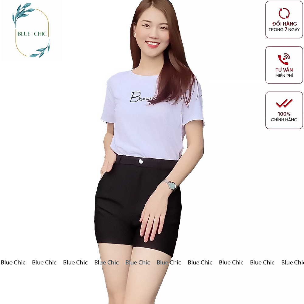 Quần short nữ Blue Chic cạp cao đùi ngắn chất vải Umi Hàn cao cấp co giãn tôn dáng đồ mặc nhà