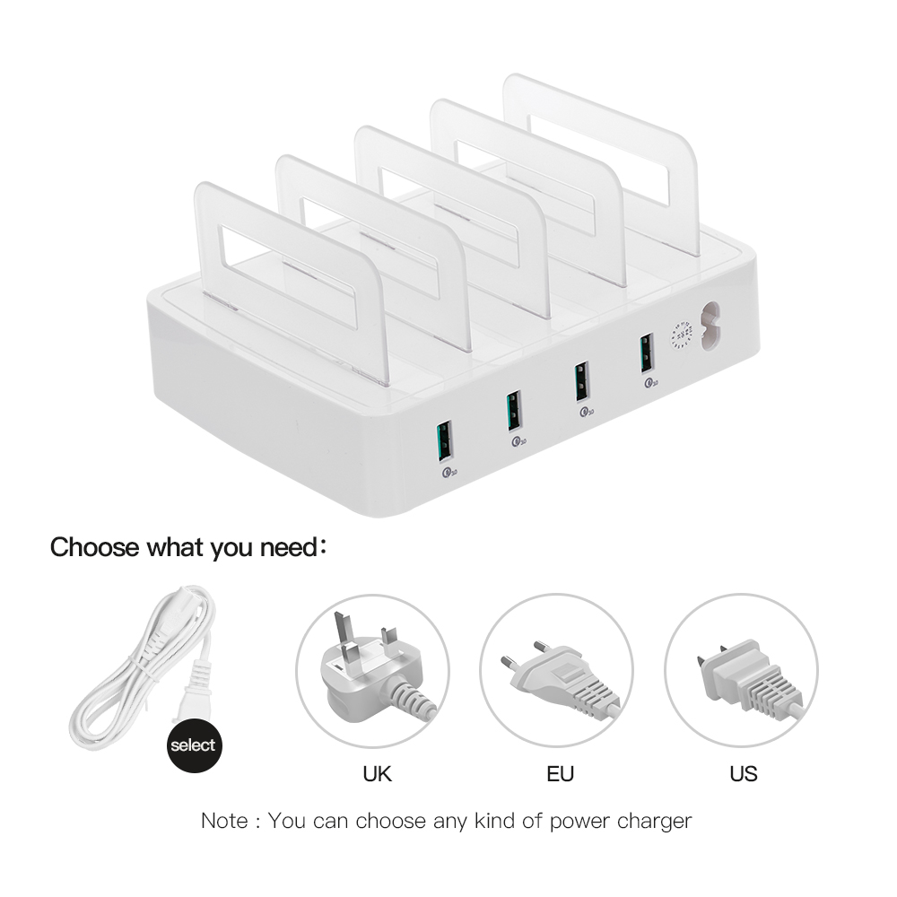 Trạm Sạc Thông Minh Với 4 Cổng USB QC3.0 Tương Thích Đa Năng Cho Gia Đình - Màu Trắng