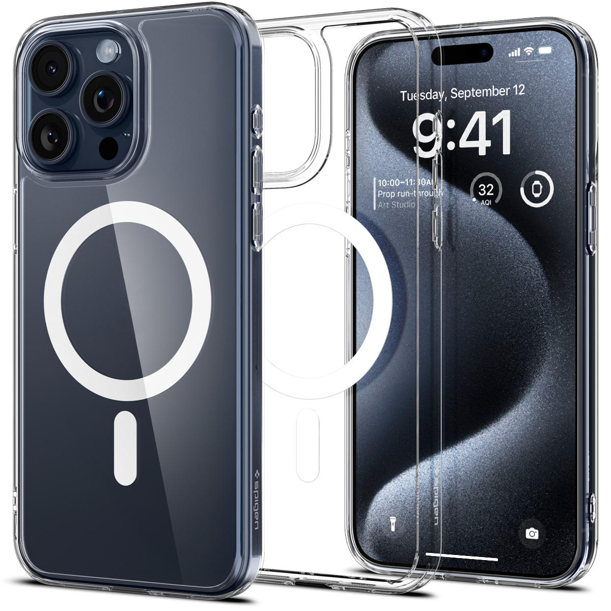 Ốp Lưng dành cho iPhone 15 Pro Max Spigen Crystal Hybrid MagFit Clear Case - Hàng Chính Hãng
