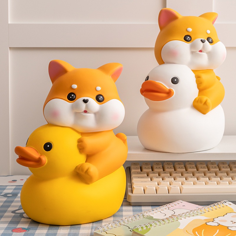 Ống Tiết Kiệm Chó Corgi Ngồi Trên Lưng Vịt Trang Trí Dễ Thương Qùa Tặng_Art House