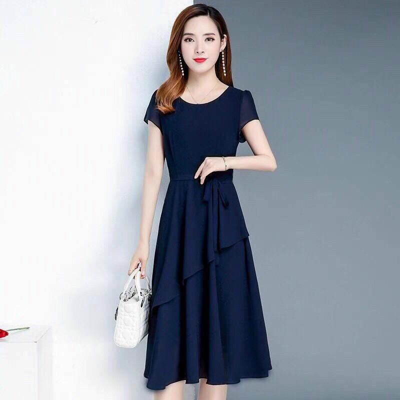 ĐẦM VOAN CHIFFON CÓ LỚP LÓT,THIẾT KẾ HỌA TIẾT TRƠN NHƯNG KHÔNG KÉM PHẦN SANG TRỌNG