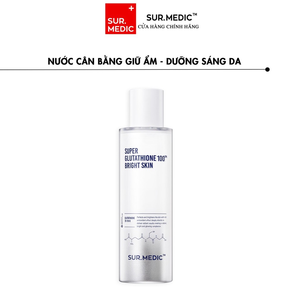 Nước Cân Bằng Giữ Ẩm Dưỡng Sáng Da SURMEDIC Super Glutathione 100 Bright Skin 145ml