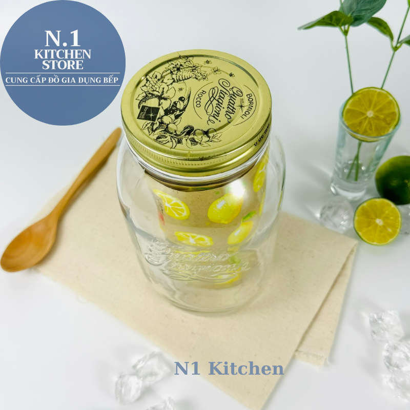 Hũ thủy tinh nắp vặn 1500ml Quattro Invetro Ý - Hàng Chính Hãng