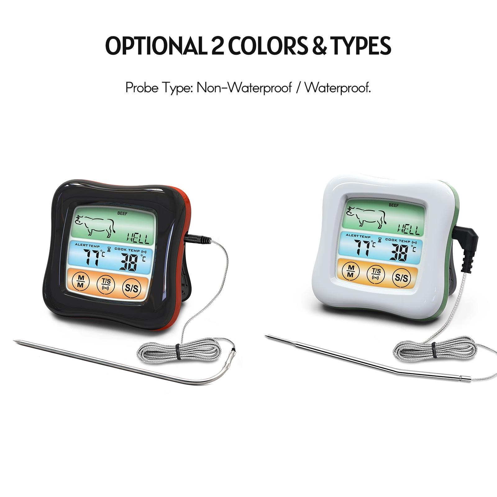 Nhiệt Kế Thực Phẩm Kỹ Thuật Số Với Đầu Dò Màn Hình Cảm Ứng Lcd Màu Có Đèn Nền 2.6 Inch