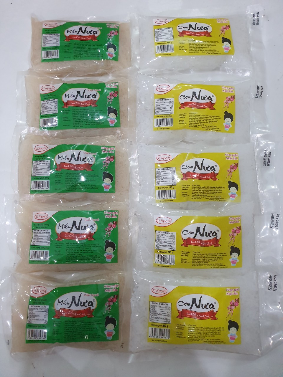 Combo 5 Gói Miến Nưa 5 Gói Cơm Nưa Vị Nguyên 240Gram