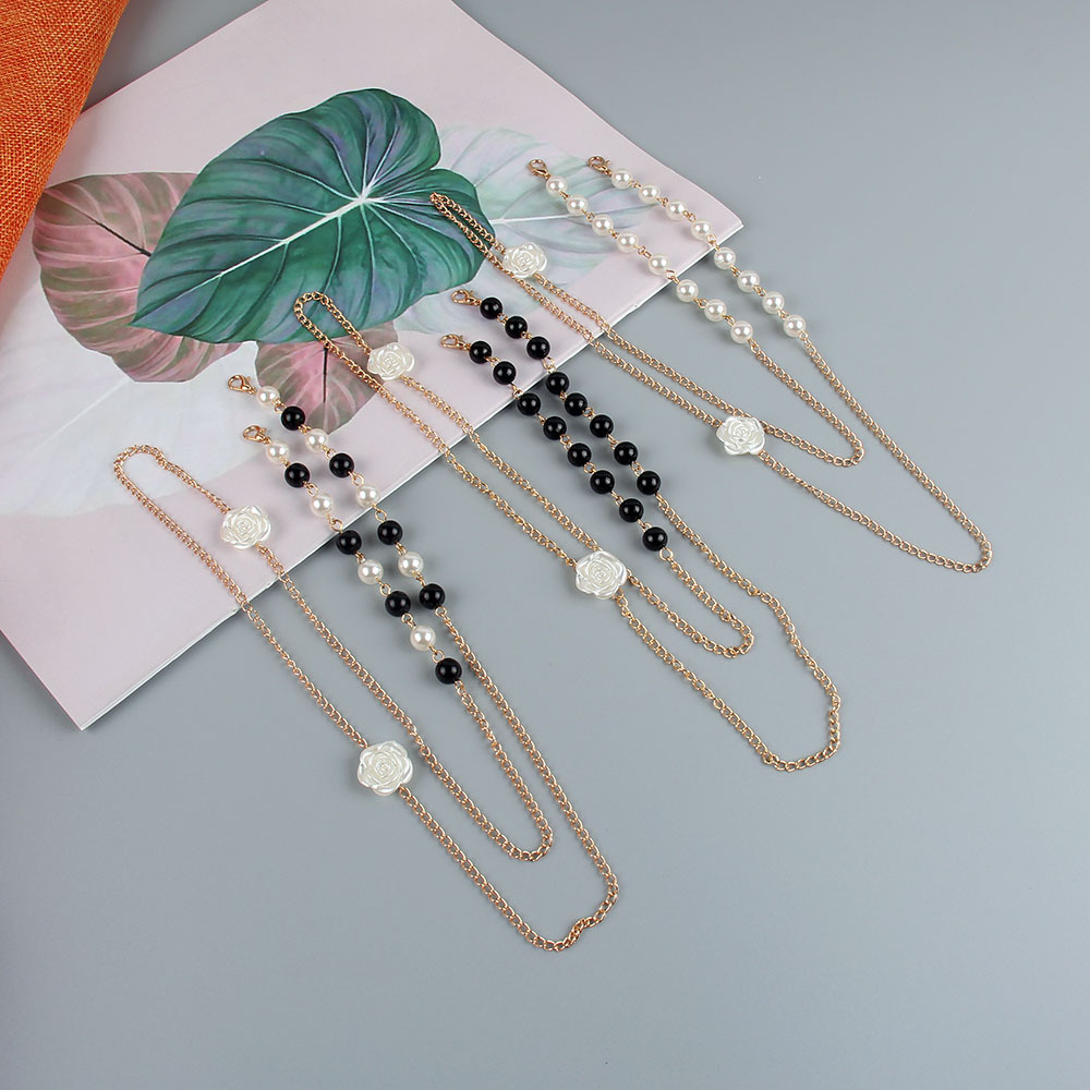 Chuỗi dây đeo kính ngọc trai sáng tạo hoa hồng dây buộc khẩu trang chống mất chuỗi treo cổ vòng cổ thời trang tiện lợi