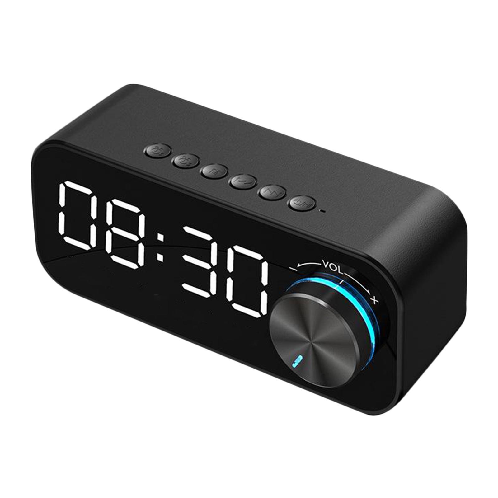 Dual Clock Bluetooth Mirror with Stereo Speaker Timer Desktop Black