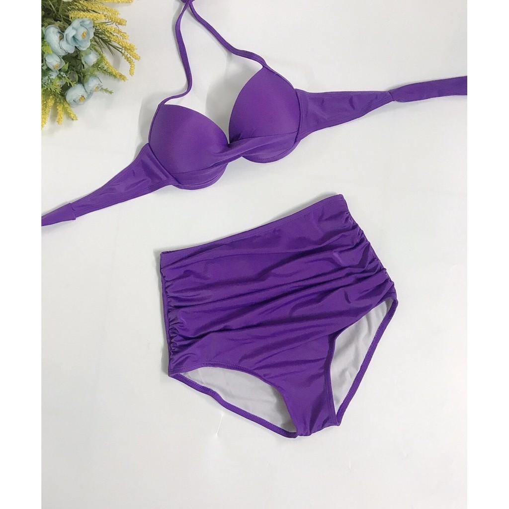 Đồ Bơi Nữ 2 Mảnh Xoắn Ngực Nhiều Màu, Set Bikini Quần Cạp Cao Nhún Che Bụng - OS025