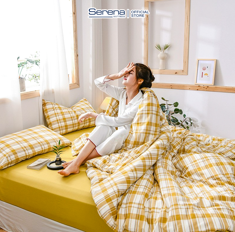 Hình ảnh Chăn ga gối đệm cotton tici SERENA cao cấp - bộ chăn drap ra ga gối đệm nệm cưới trải giường đẹp 5 món cotton cao cấp