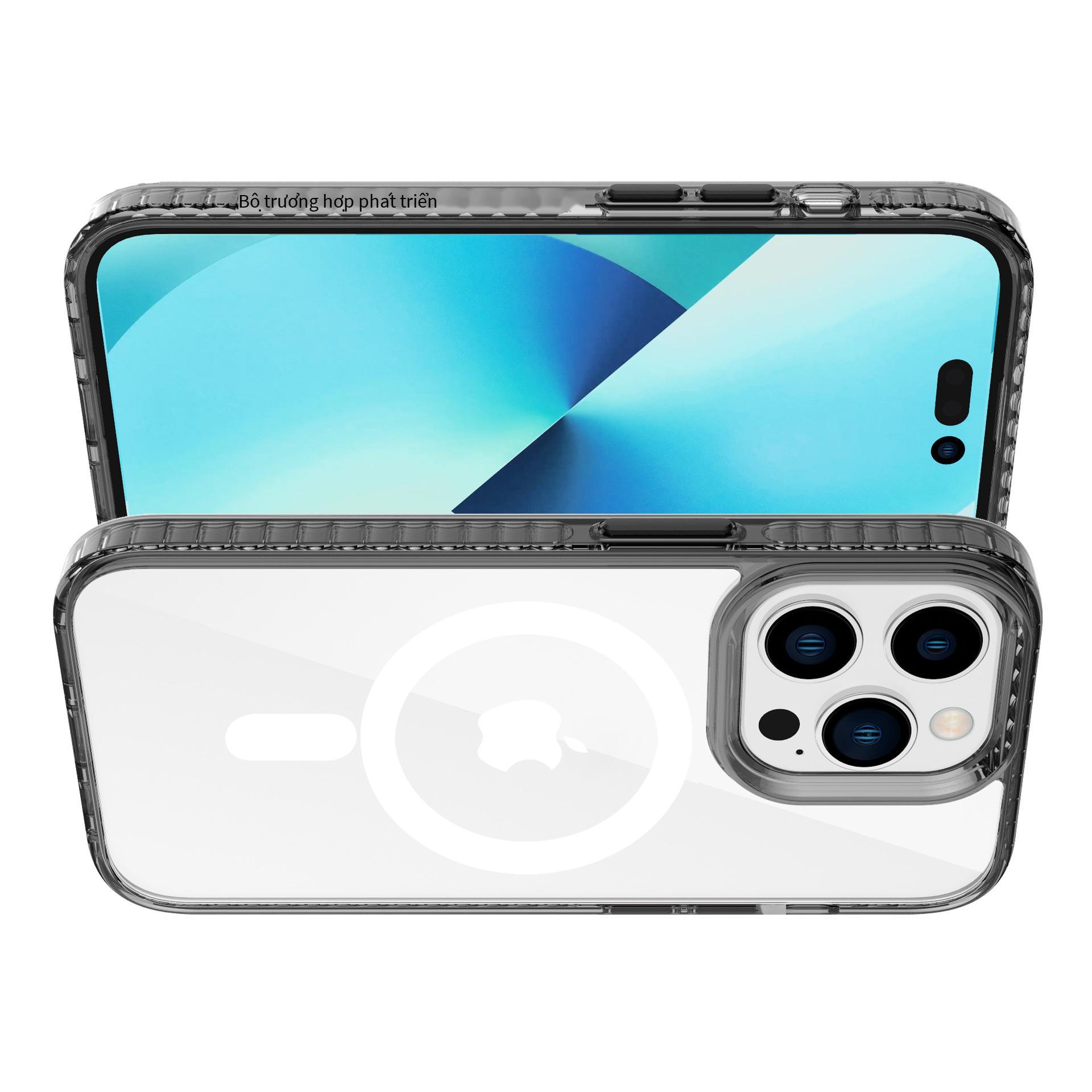 Phong cách mới nhất phù hợp với vỏ điện thoại di động từ tính trong suốt iPhone14pro Apple 13 sạc không dây vỏ bảo vệ chống rơi magsafe