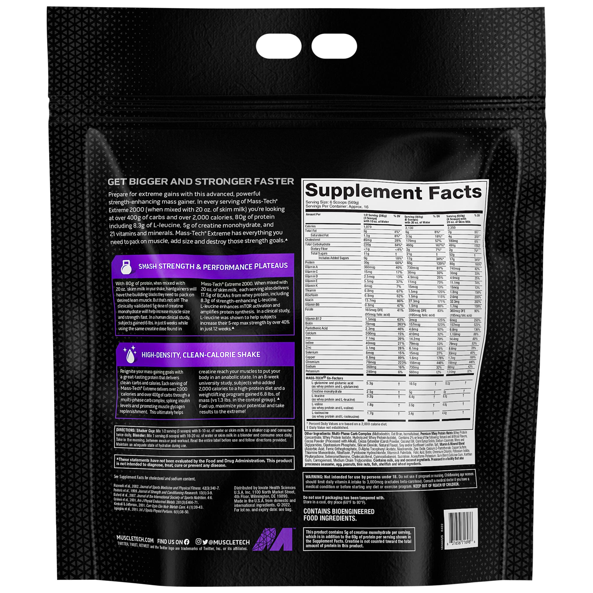 [QUÀ TẶNG] Sữa tăng cân tăng cơ Mass Tech Extreme 2000 Muscletech - vị Triple Chocolate Brownie - Nutrition Depot