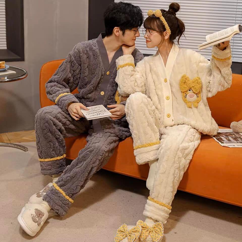 Bộ Pyjama Bông Đôi Nam Nữ Hàng Mới Nhất