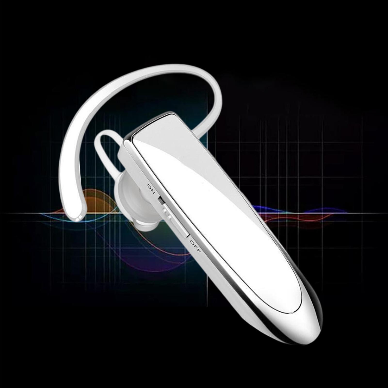 Bluetooth Headset Wireless Earpiece Business Workout Trucker Driving White