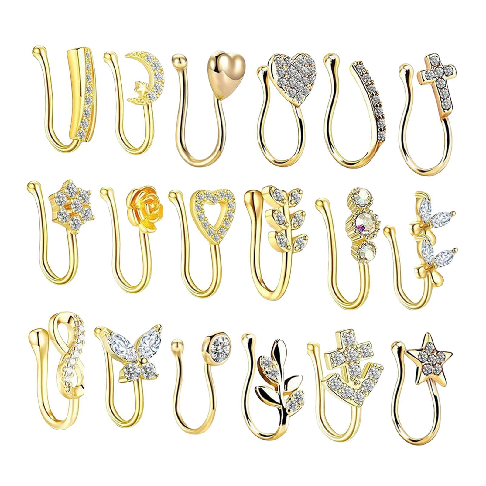 18 Pieces Fake Nose Rings  Nose Clip Body Jewelry Gifts Fashion