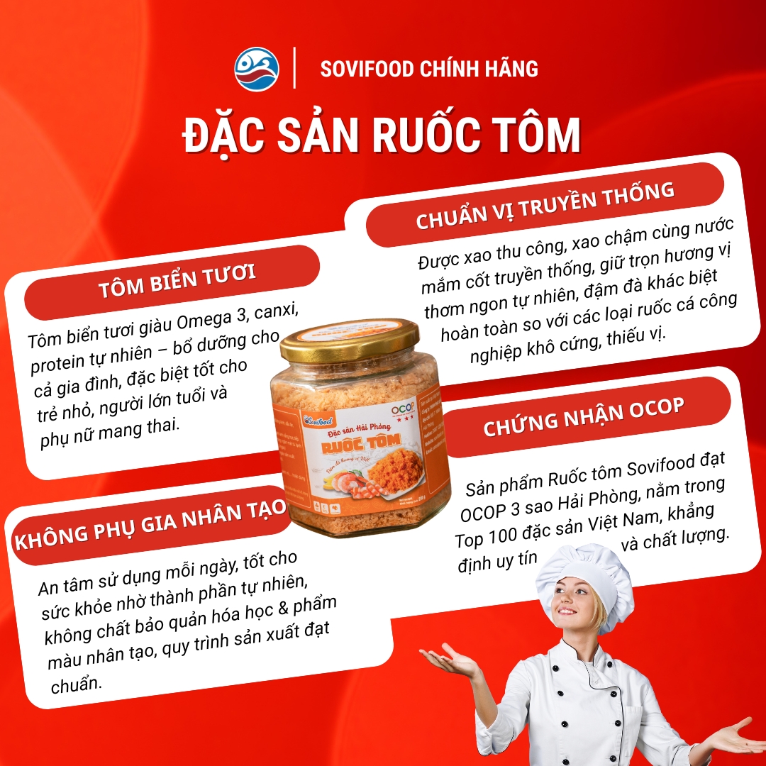 Ruốc Tôm Sovifood - Tôm Biển Tự Nhiên, Giàu Canxi, Omega 3, An Tâm Cho Bé - 200G
