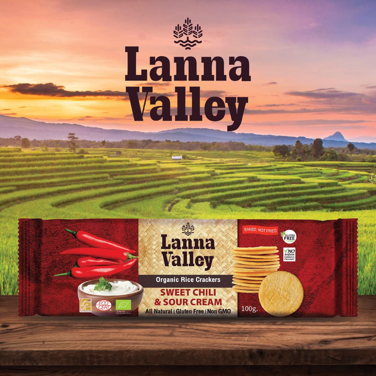 Bánh Gạo Hữu Cơ Lanna Valley (100g) - Organic Rice Cracker - Vị Truyền Thống, Vị BBQ, Vị Phô Mai, Vị Chua Cay