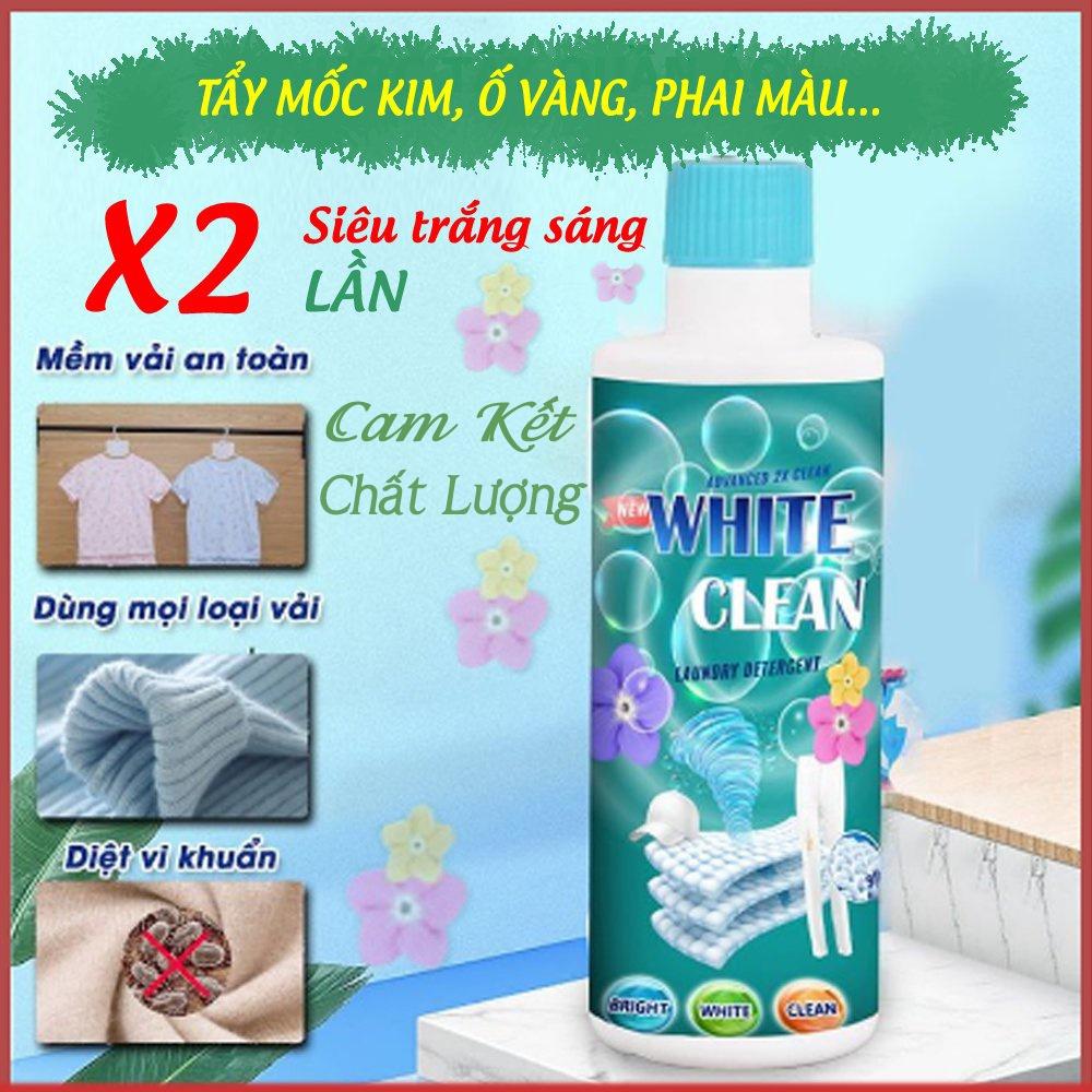 Thuốc tẩy White Clean, tẩy trắng vùng cổ, tay áo, mốc, vết ố quần áo, không bị phai màu