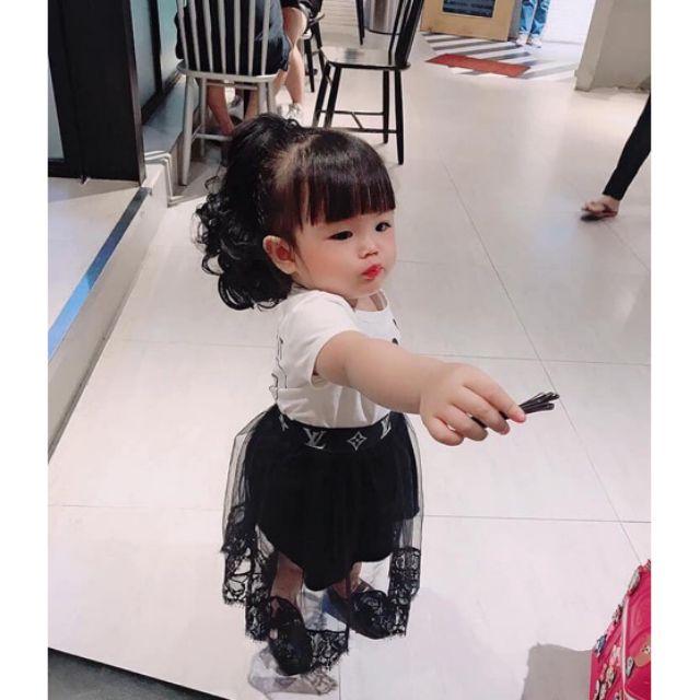 Tóc giả nữ đẹp ngoặm xoăn ngắn 25cm dành cho bé gái