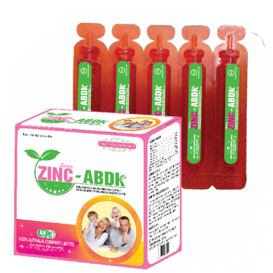 Thực phẩm bảo vệ sức khỏe ZINC-ABDK hộp 20 ống- Bổ sung Kẽm và Vitamin cần thiết cho sự phát triển của trẻ, nâng cao sức đề kháng, giúp cơ thể khỏe mạnh, giúp tăng hấp thu dưỡng chất, kích thích ăn ngon miệng.