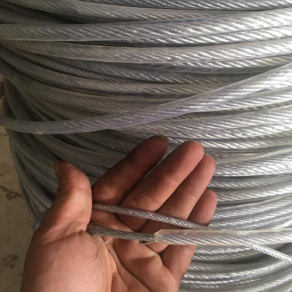 100 mét Dây cáp bọc nhựa phi 3mm, phi 4mm, phi 5mm, phi 6mm