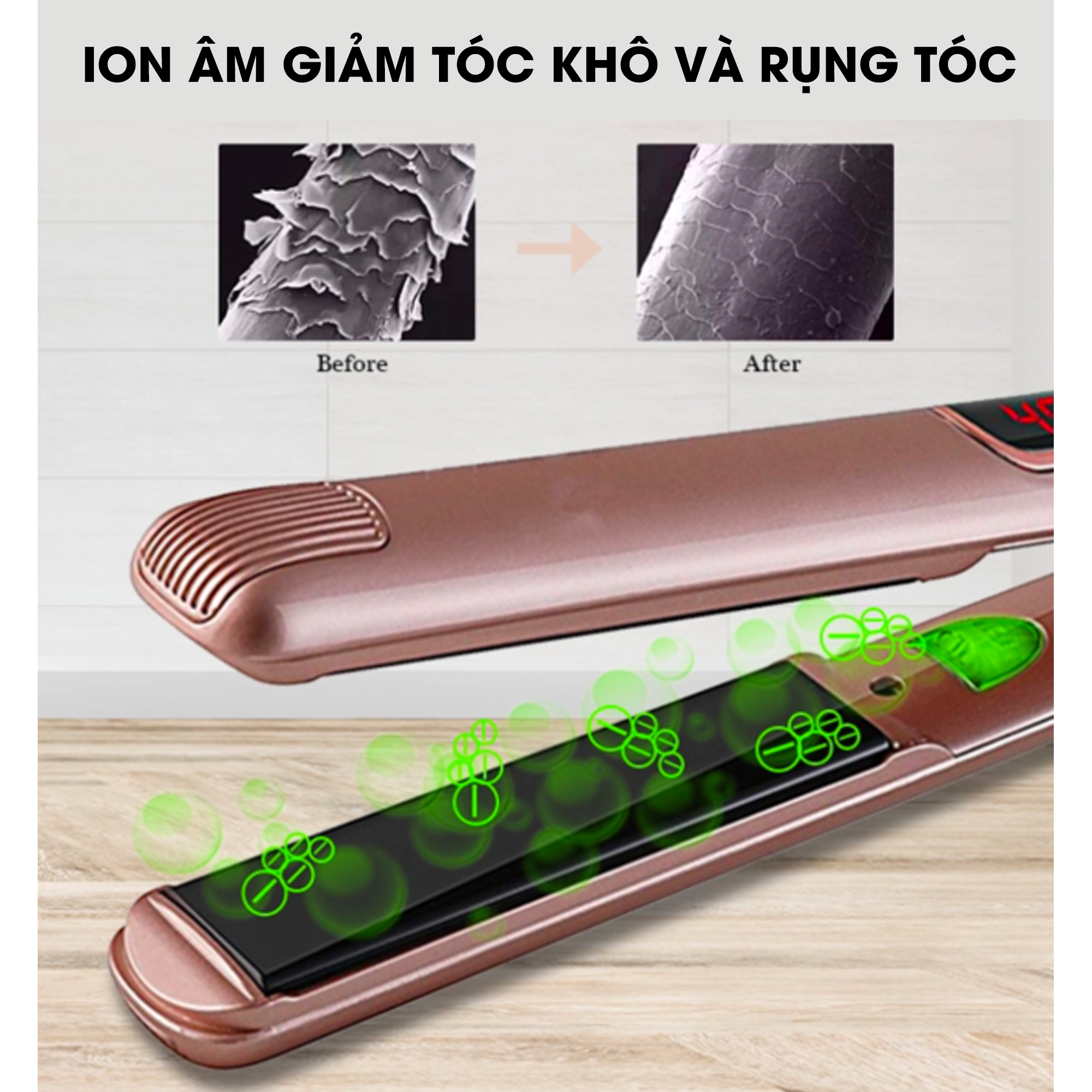 Máy Kẹp Tóc Nhiệt Hồng Ngoại Xa PYT Far Infrared 2in1 - Màu Vàng Hồng - Sử Dụng Để Ép Và Uốn Tóc