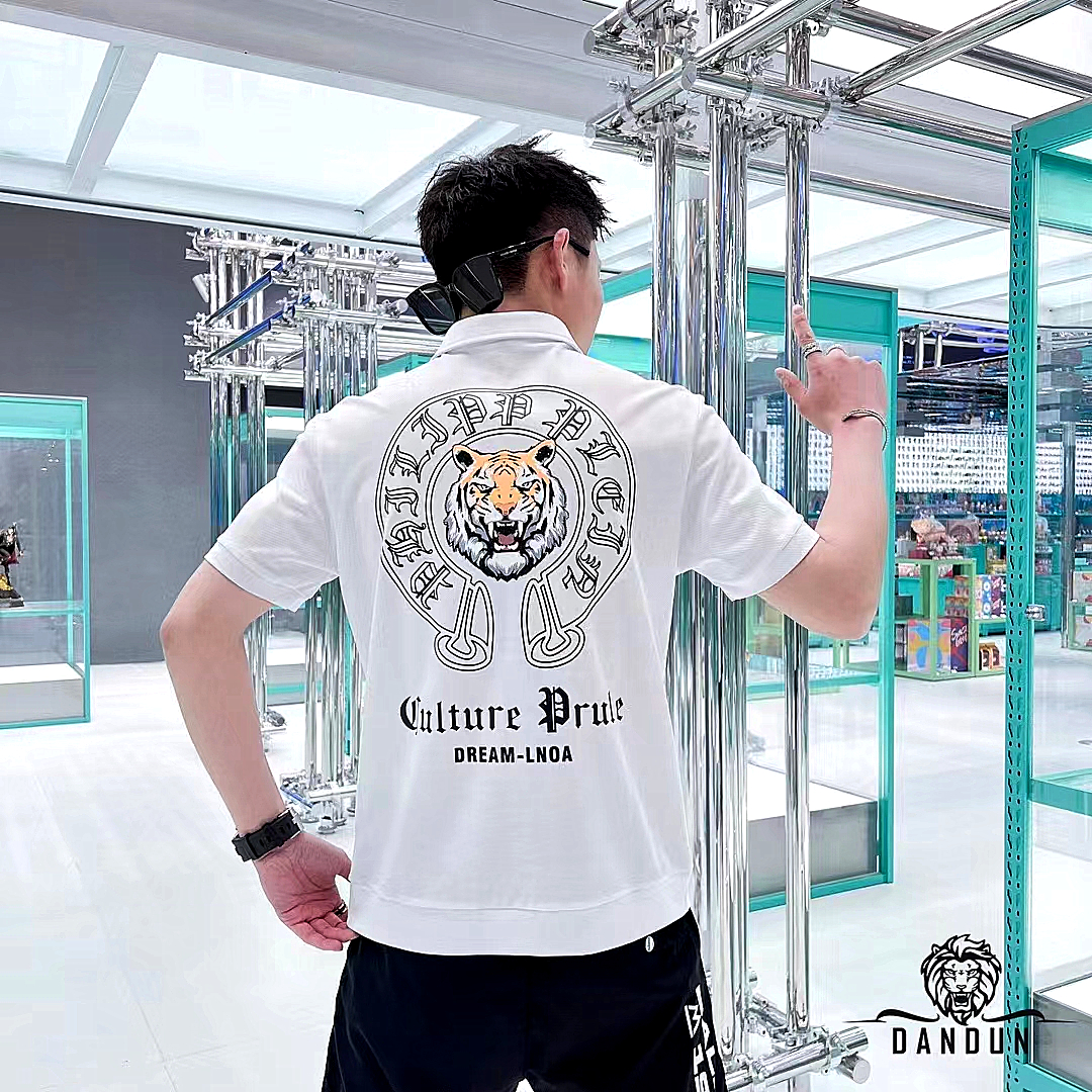Áo thun nam tay ngắn cao cấp TC chất vải cotton thoáng mát, cùng họa tiết in logo con hổ trước ngực, sau, phong cách năng động-8803