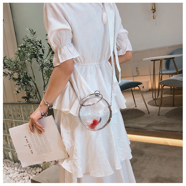 Túi xách trong suốt tròn lông chim