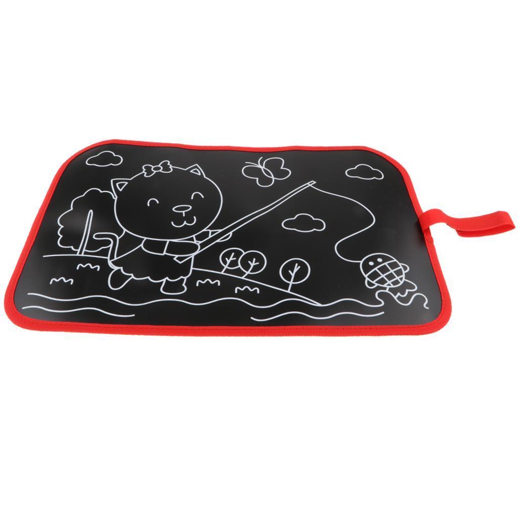 Kids Mess Free Chalk Coloring Board Doodle & Drawing Board - Fishing Cat