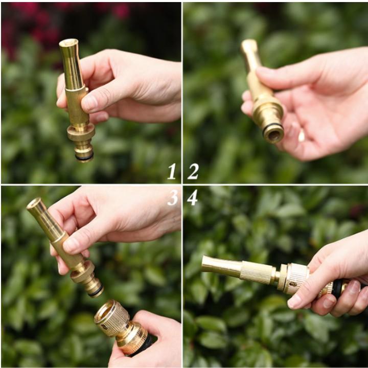 Bộ dây vòi xịt nước rửa xe, tưới cây . tăng áp 3 lần, loại 20m 206587 cút sập,nối nhựa đen+ tặng đai