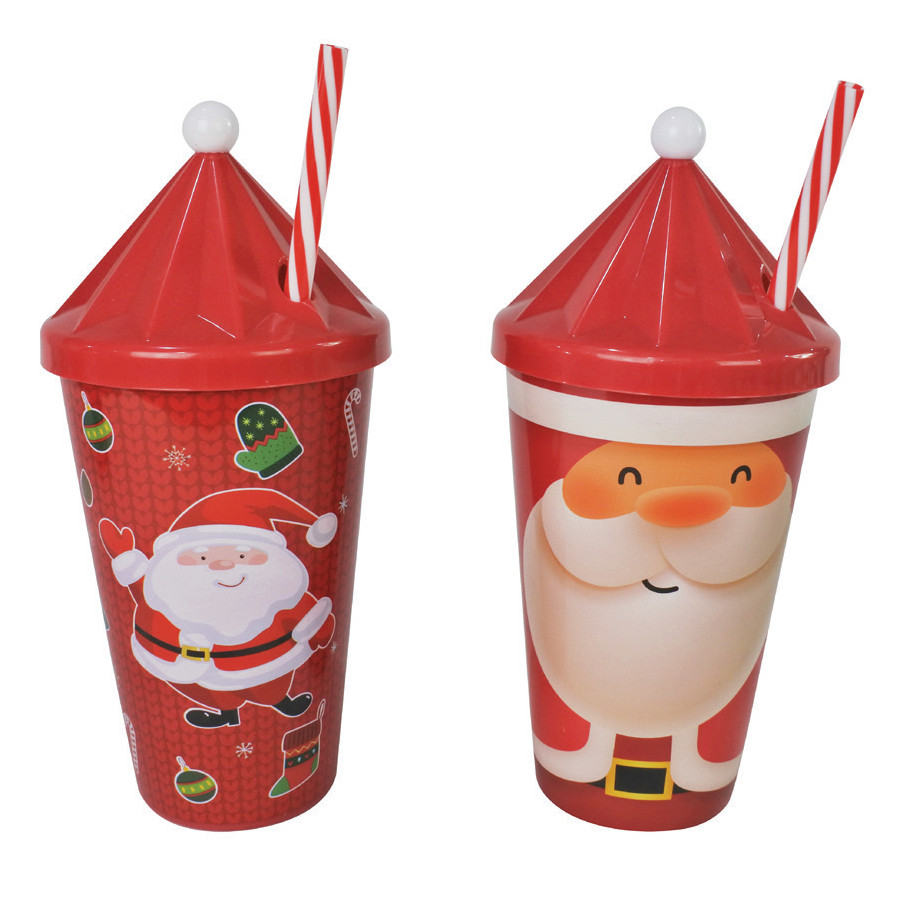 Ly Santa 500ml Kèm Ống Hút XK0014 Uncle Bills - Đồ Dùng Tiệc Giáng Sinh (Giao ngẫu nhiên)