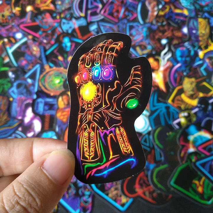 Bộ Sticker dán cao cấp chủ đề AVENGERS PHONG CÁCH ĐÈN NEON - Dùng dán Xe, dán mũ bảo hiểm, dán Laptop